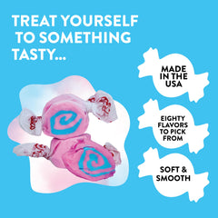 Taffy Town cotton candy taffy cross-section showing fluffy creamy texture