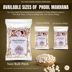 TAJ seasoned phool makhana in bowl showing flavor options for snacking