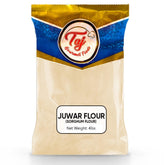 TAJ sorghum flour front pouch showing brand and product benefits