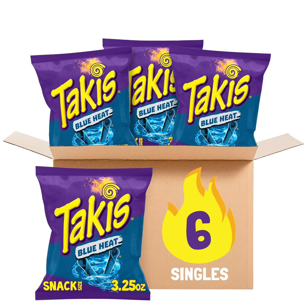 Takis front packaging showing Blue Heat and spicy appeal