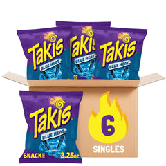 Takis front packaging showing Blue Heat and spicy appeal