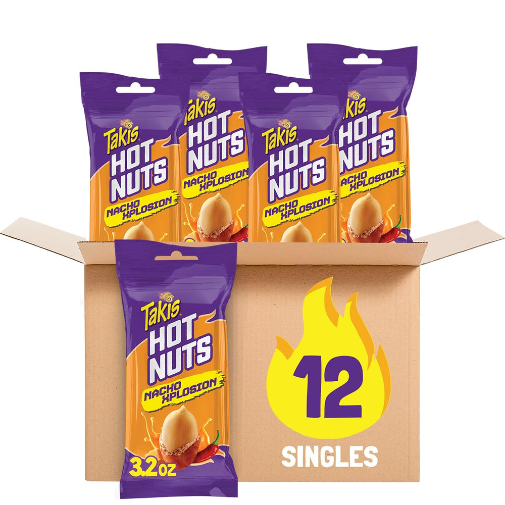 Takis front box showing 12-pack, bold branding and shelf-ready convenience