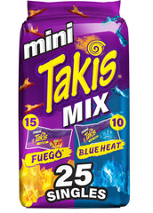 Takis front packaging showing the multipack and visible mini bags for convenient grab-and-go