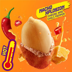 Takis nacho xplosion peanuts close-up, brand coating detail and savory appeal