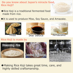 TANICA close-up of dried rice koji grains, highlights texture and active enzymes