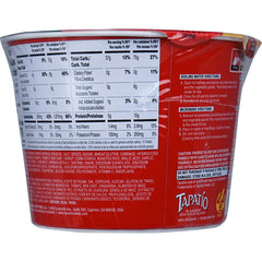 Tapatío prepared bowl overhead with broth and toppings, satisfying instant meal