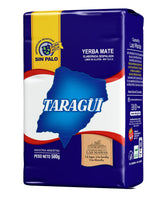 Taragüi blue pack front showing brand and 500 g size for authentic Argentine mate