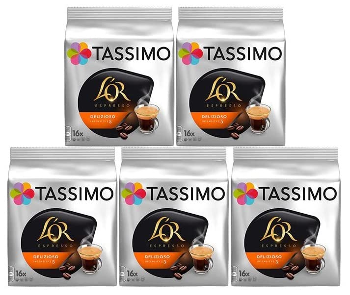 Tassimo L'OR front packaging showing pack count and espresso benefit