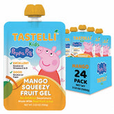 Tastelli Peppa Pig front packaging showing 24-count and mango benefits