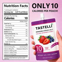 Tastelli pouch nozzle close-up highlighting spill‑free squeeze design