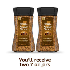 Taster's Choice jar open revealing instant coffee granules for fast preparation benefit