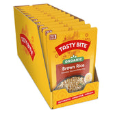 TASTY BITE front pouch view showing organic brown rice and quick-heat benefit