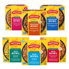 TASTY BITE front packaging showing six-bowl variety pack and convenience benefit