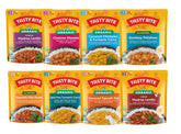 TASTY BITE front packaging showing variety pack and vegan label, quick meal convenience