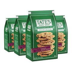 Tate's Bake Shop front packaging showing cookies and brand, convenient resealable bags