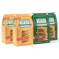 Tate's Bake Shop front packaging showing four resealable bags and brand benefit