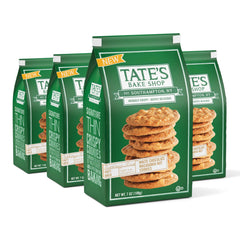 Tate's front packaging showing white chocolate macadamia cookies and brand appeal