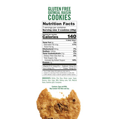 Close-up of Tate's oatmeal raisin cookie texture highlighting crisp edges and oats for satisfying crunch