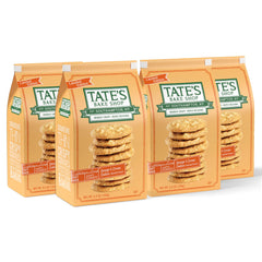 Tate's Bake Shop front packaging showing four reclosable bags and flavor