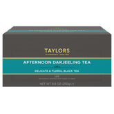 Taylors of Harrogate front packaging showing 100 wrapped tea bags and product benefits