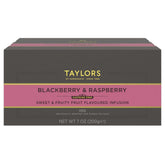Taylors of Harrogate front packaging showing fruity berry tea and convenience