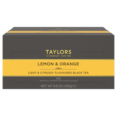 Taylors of Harrogate front packaging showing citrus black tea and freshness benefit