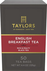 Taylors of Harrogate front packaging showing 50 tea bags and brand clarity for convenience