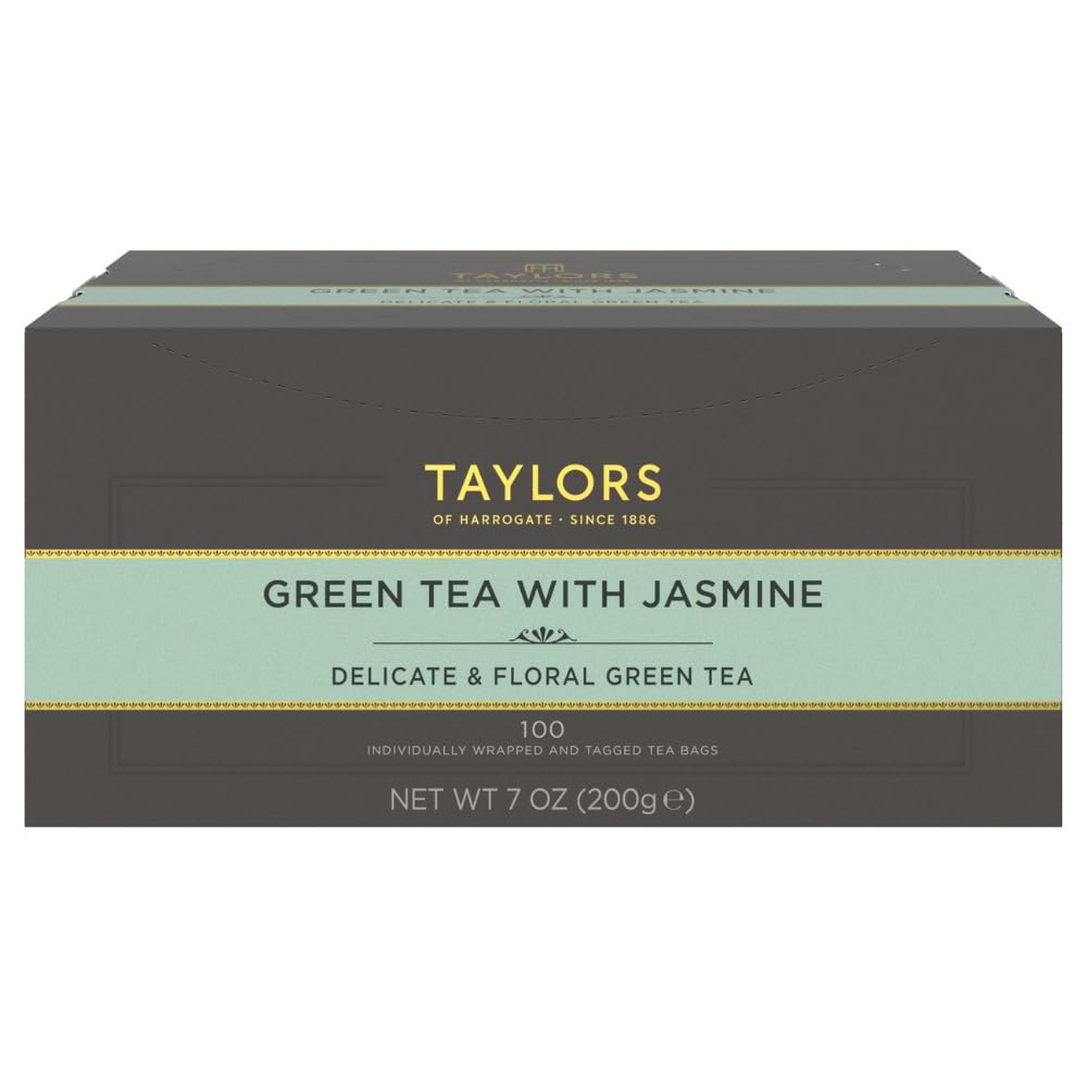 Taylors of Harrogate front packaging showing 100-count and sustainable badges for easy selection