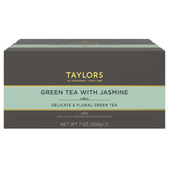 Taylors of Harrogate front packaging showing 100-count and sustainable badges for easy selection