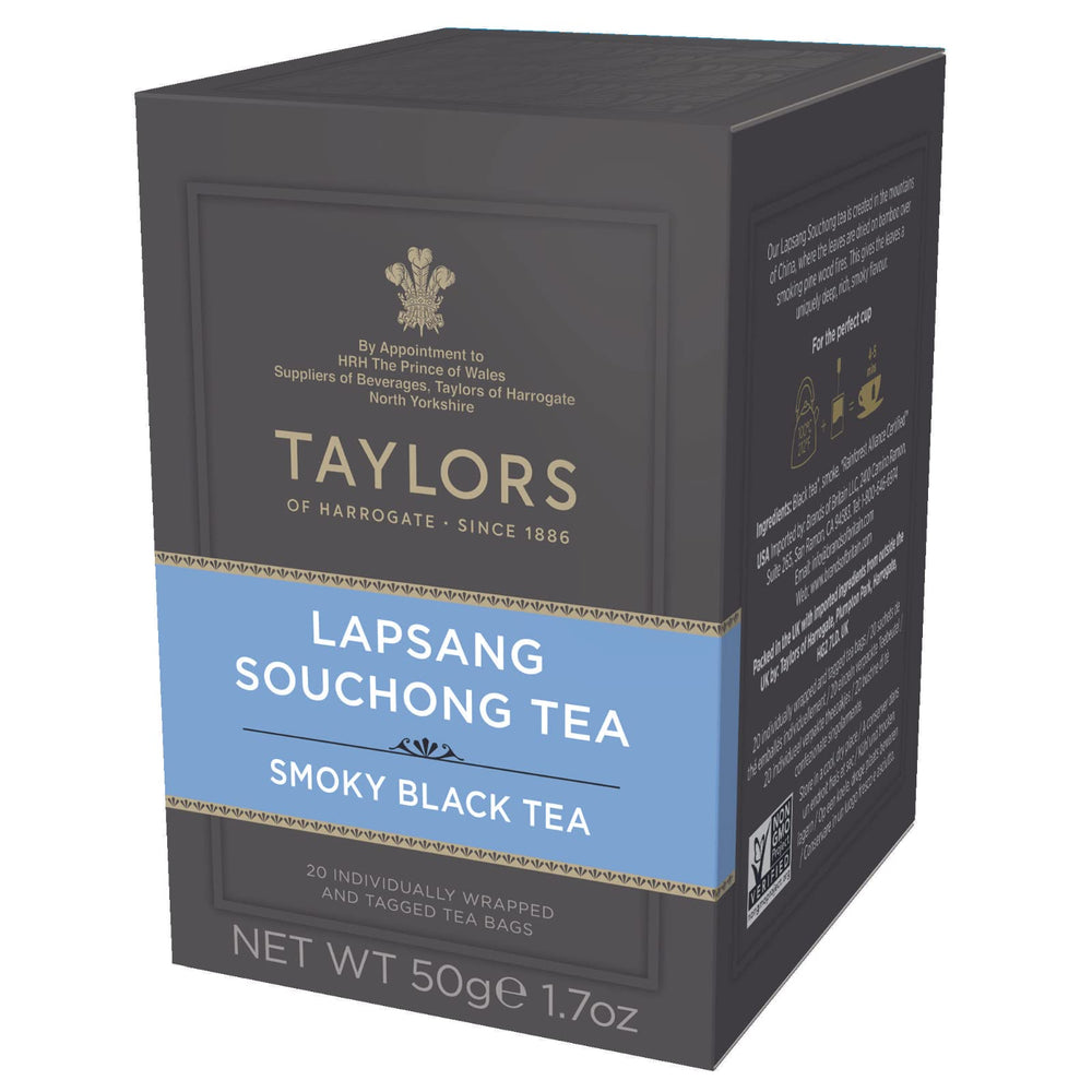 Taylors of Harrogate front packaging showing 20 teabags and brand clarity