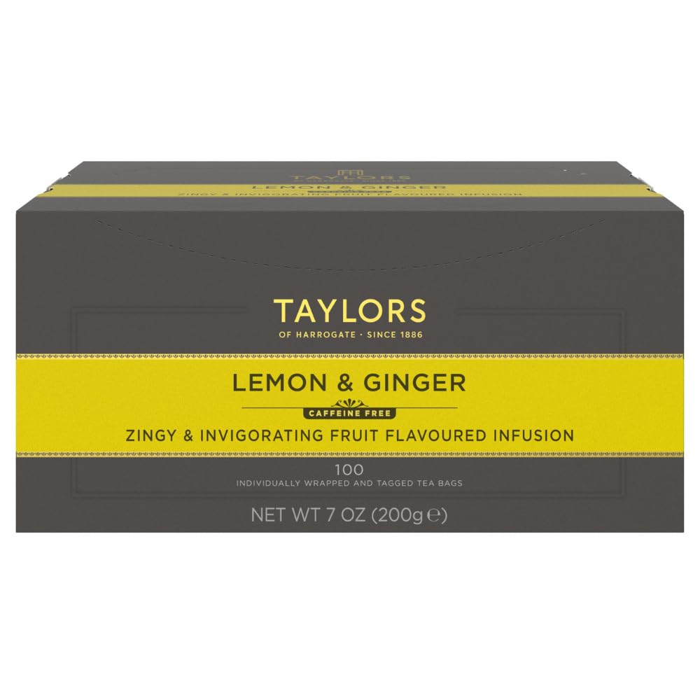 Taylors of Harrogate front packaging showing 100 tea bags and product benefits