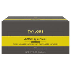 Taylors of Harrogate front packaging showing 100 tea bags and product benefits