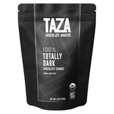Taza Chocolate front of bag showing 8 oz resealable packaging and organic label for freshness