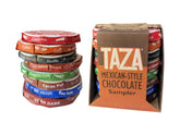 Taza Chocolate front packaging showing variety pack and certifications for clear sourcing
