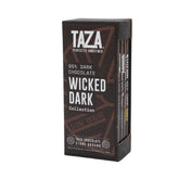 Taza Chocolate Wicked Dark variety pack front view showing gift box and four bars for bold gifting