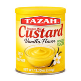 TAZAH front tin showing product and benefit of no added sugar