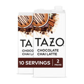 TAZO front packaging showing chocolate chai concentrate and serving suggestion