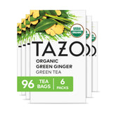 TAZO front packaging showing green ginger tea and 6-pack value