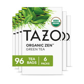 TAZO front packaging showing six 16-count boxes and product identity for convenience