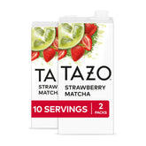 TAZO front carton showing Strawberry Matcha Latte Concentrate benefit of easy cafe-style lattes