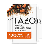 TAZO vanilla caramel chai front box showing packaging and quantity benefit
