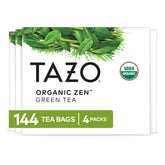 TAZO front packaging showing 144-count bundle and brand benefit