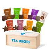 Tea Drops front packaging showing nine-flavor sampler and gift-ready box benefit