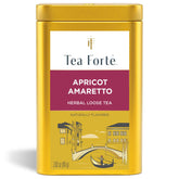 Tea Forte front canister showing branding and freshness protection