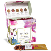 Tea Forte front packaging showing the herbal sampler and gift-ready presentation