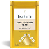 Tea Forte canister front view preserves freshness and showcases artwork