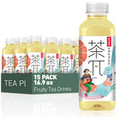 茶π front bottle packaging showing 15-pack and clear bottle for easy selection
