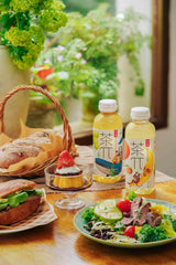 茶π closeup label displays ingredients and clean-no-color benefit