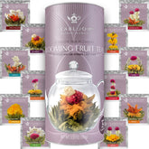 Teabloom front canister showing brand and fruit flavors with gift appeal