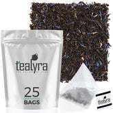 Tealyra front packaging showing 25 sachets and premium benefits